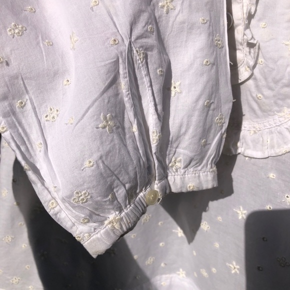 J. Crew long sleeve ruffle white eyelet blouse M - Picture 7 of 11